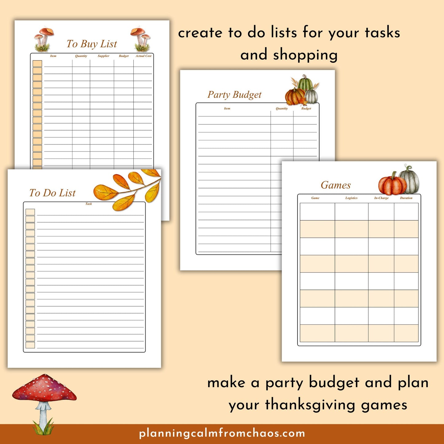 thanksgiving printable planner