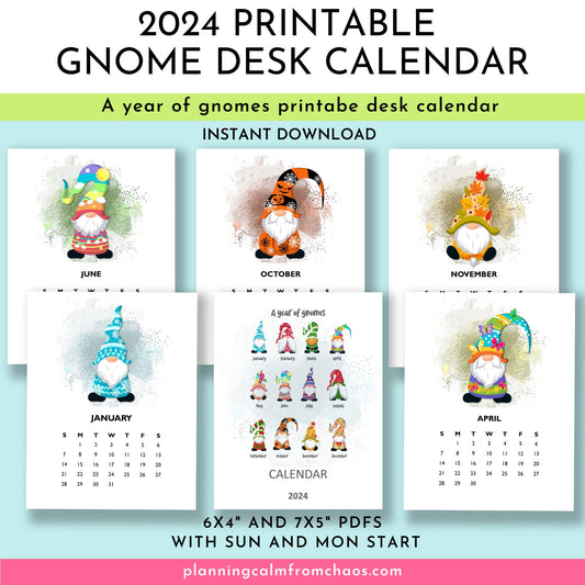 printable 2024 gnome calendar