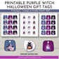 Printable purple witch halloween gift tags