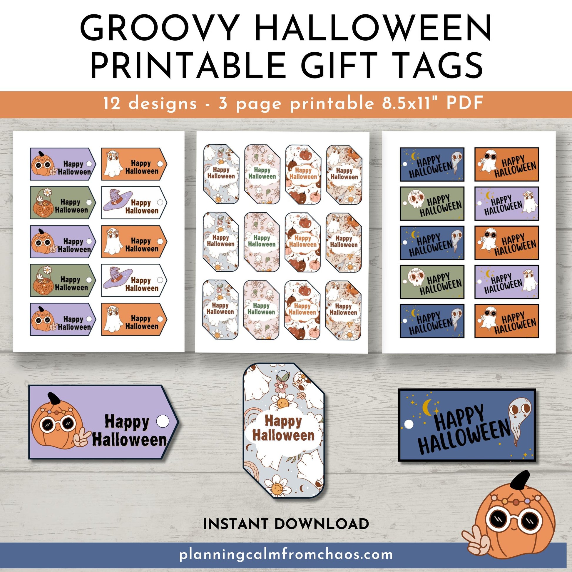 groovy halloween printable gift tags