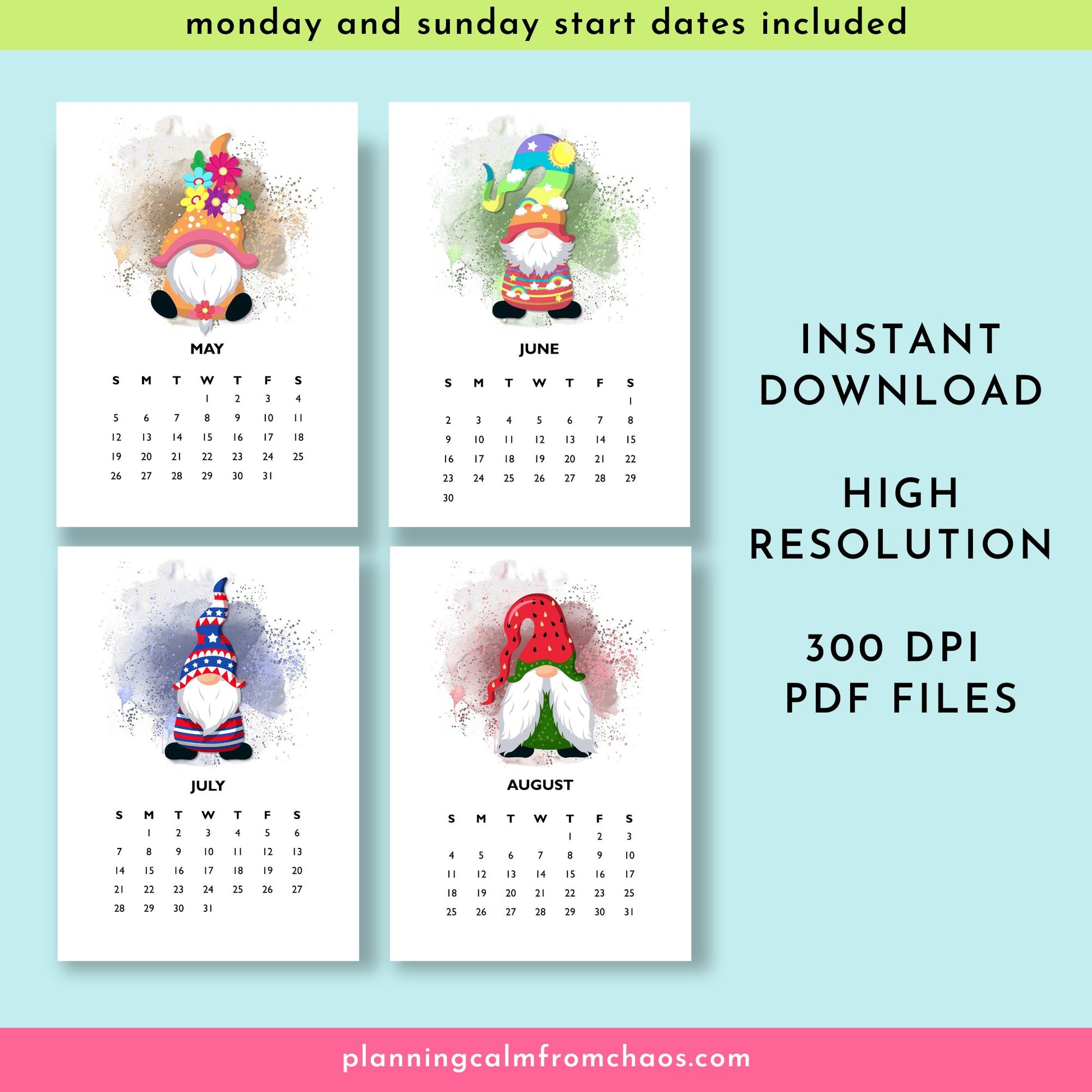 2024 printable gnome calendar
