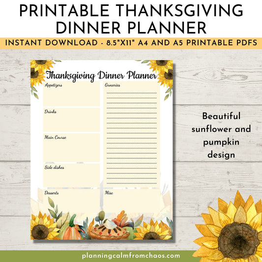 printable thanksgiving dinner planner