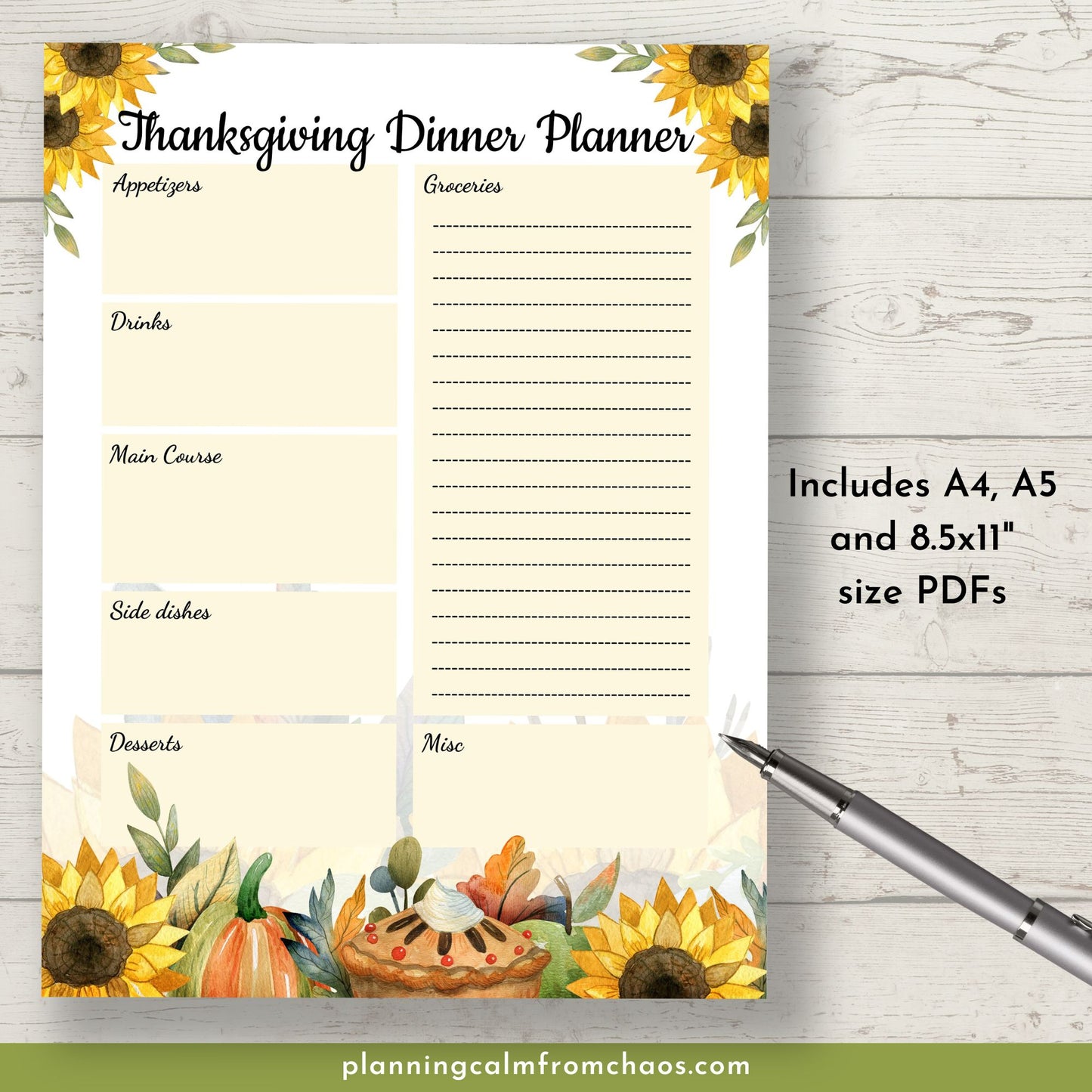 printable thanksgiving menu planner