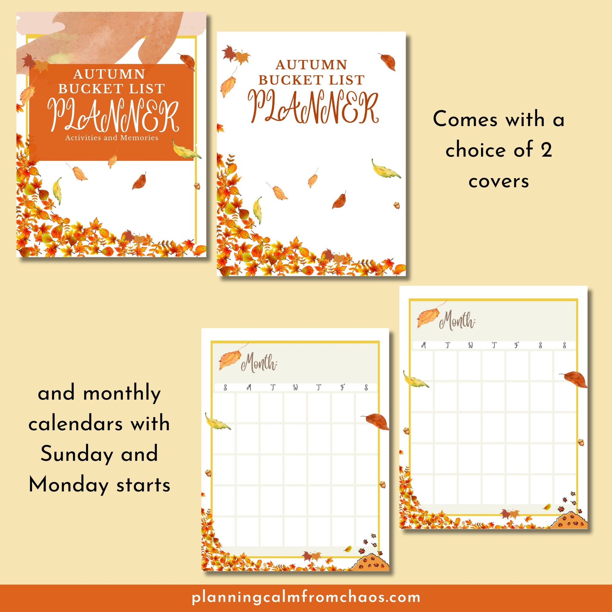 autumn printable bucket list planner