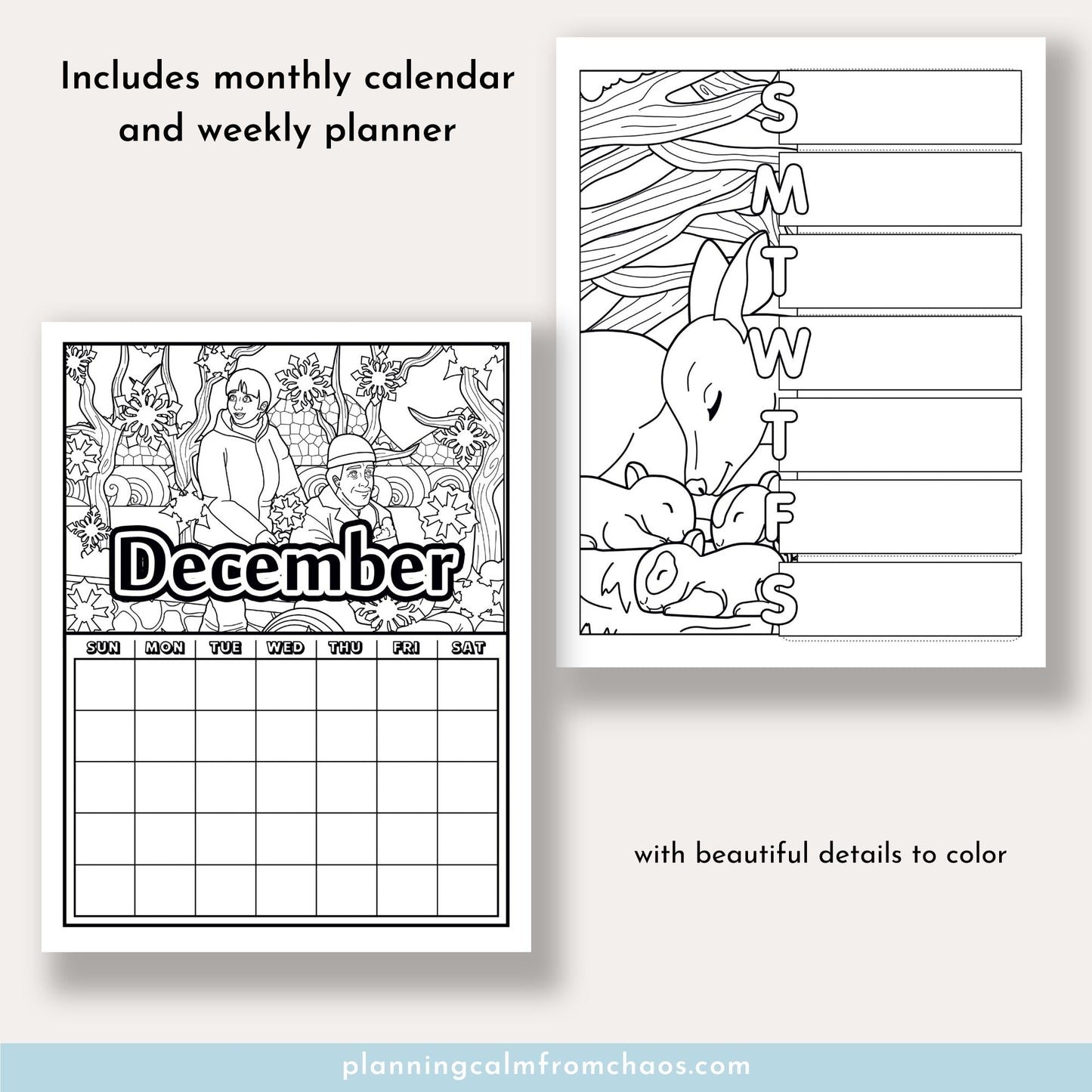 printable december coloring calendar