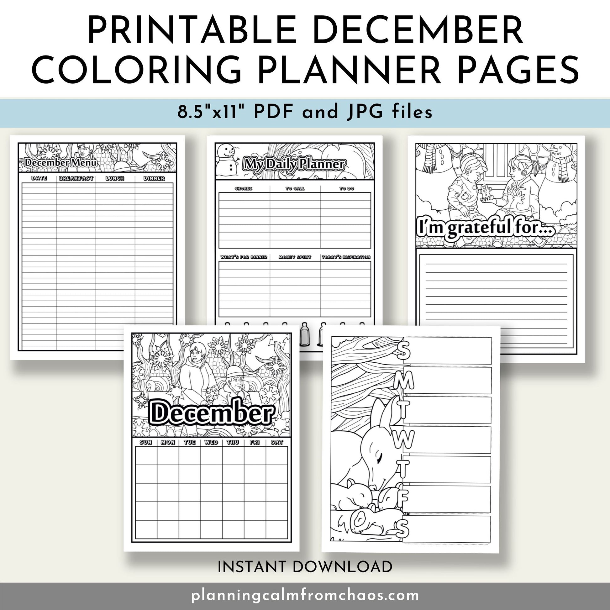 printable december coloring planner