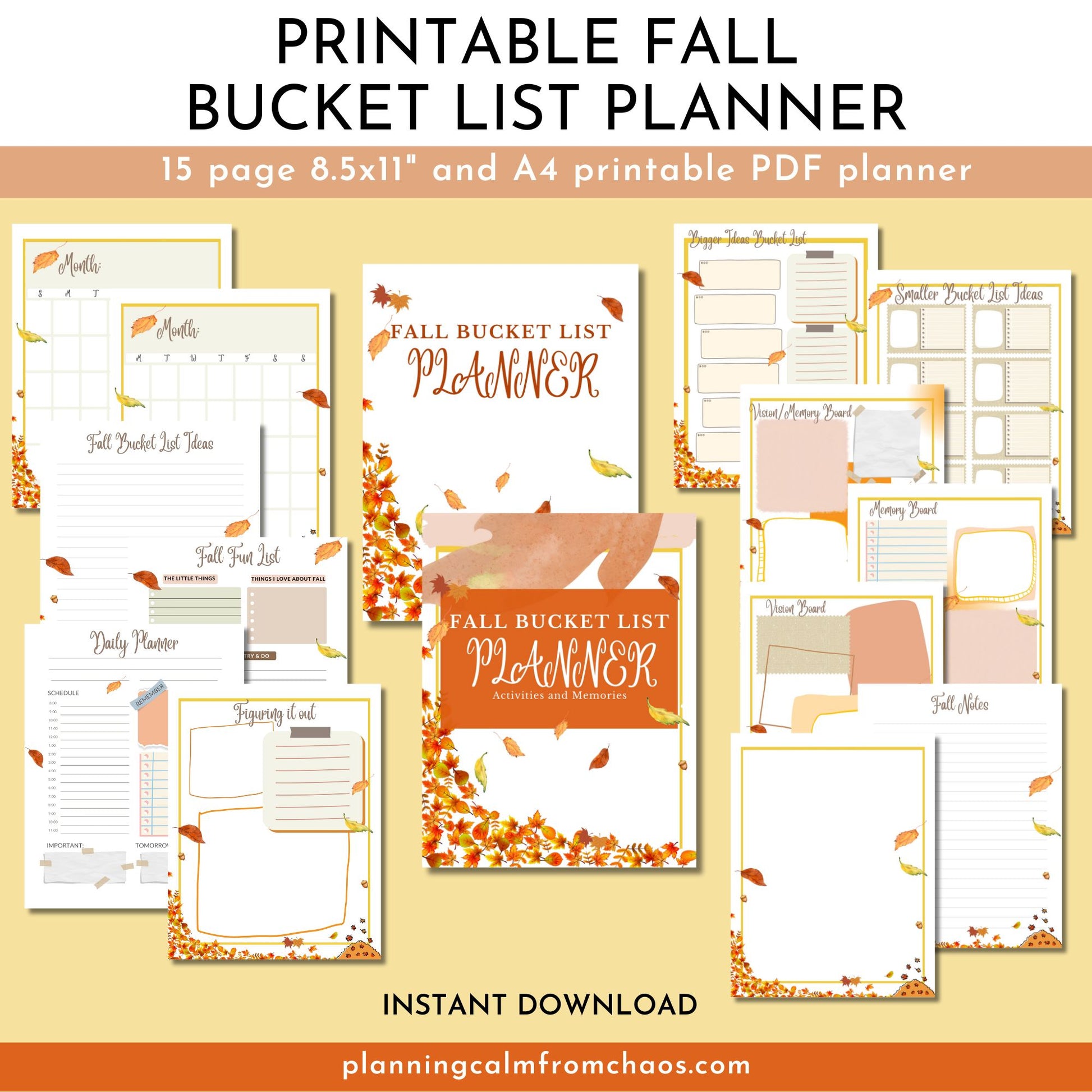 printable fall bucket list planner