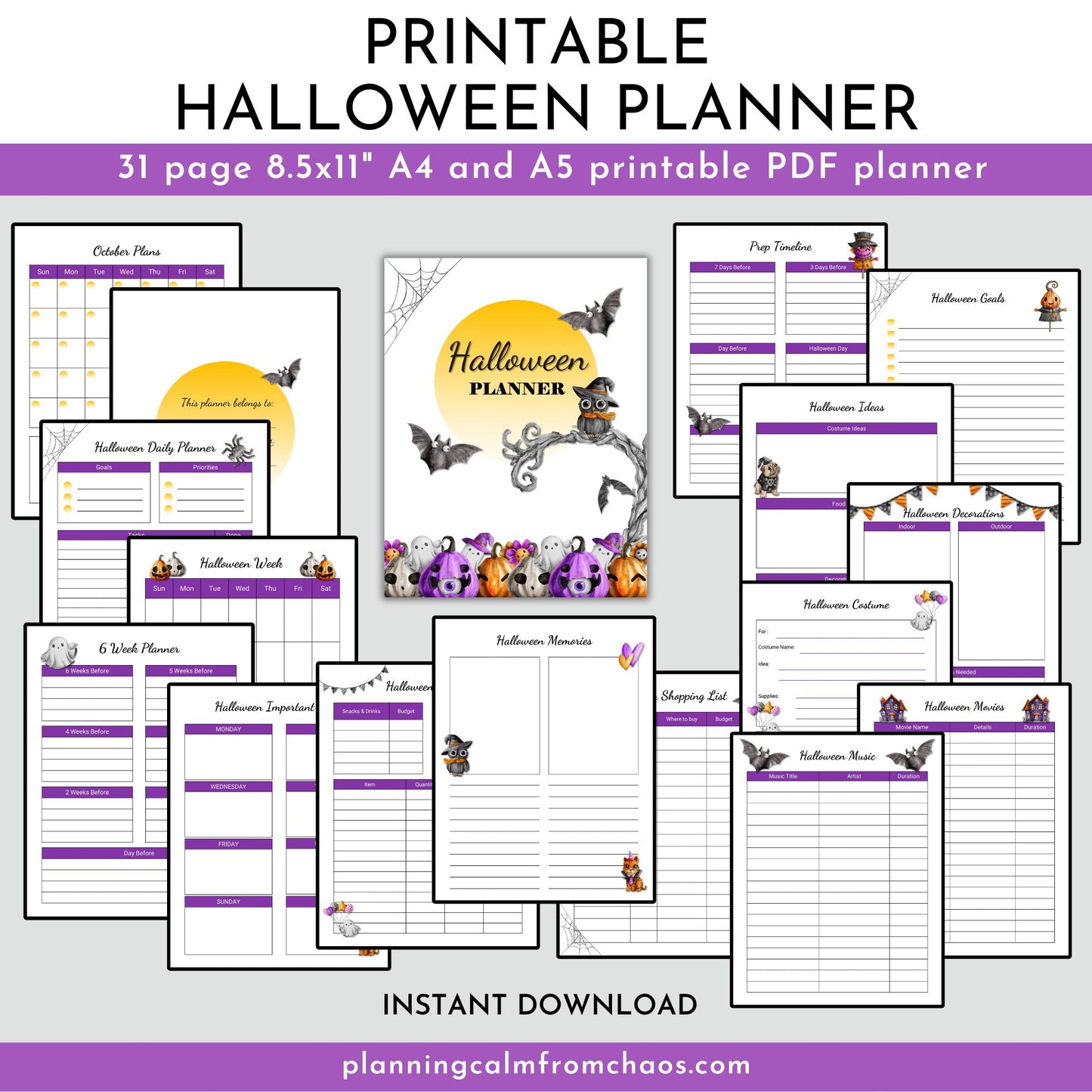 printable halloween planner