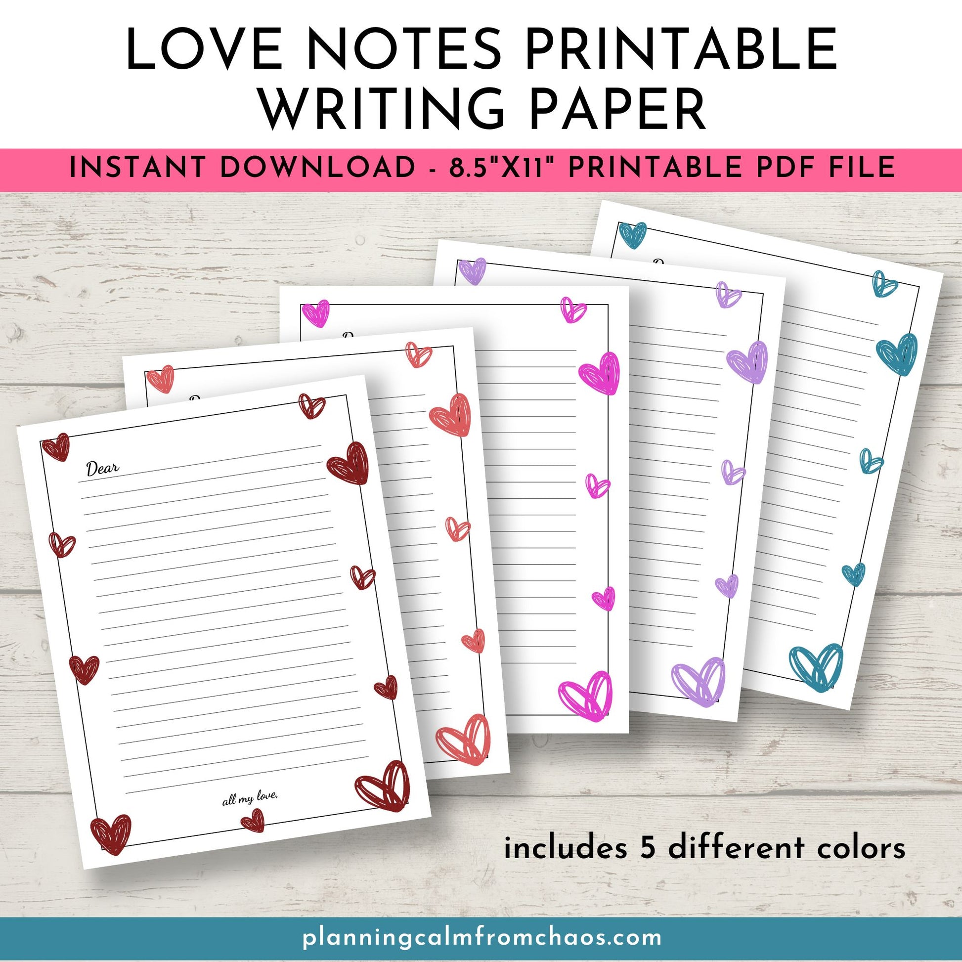 printable love note paper
