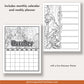 printable october coloring calendar