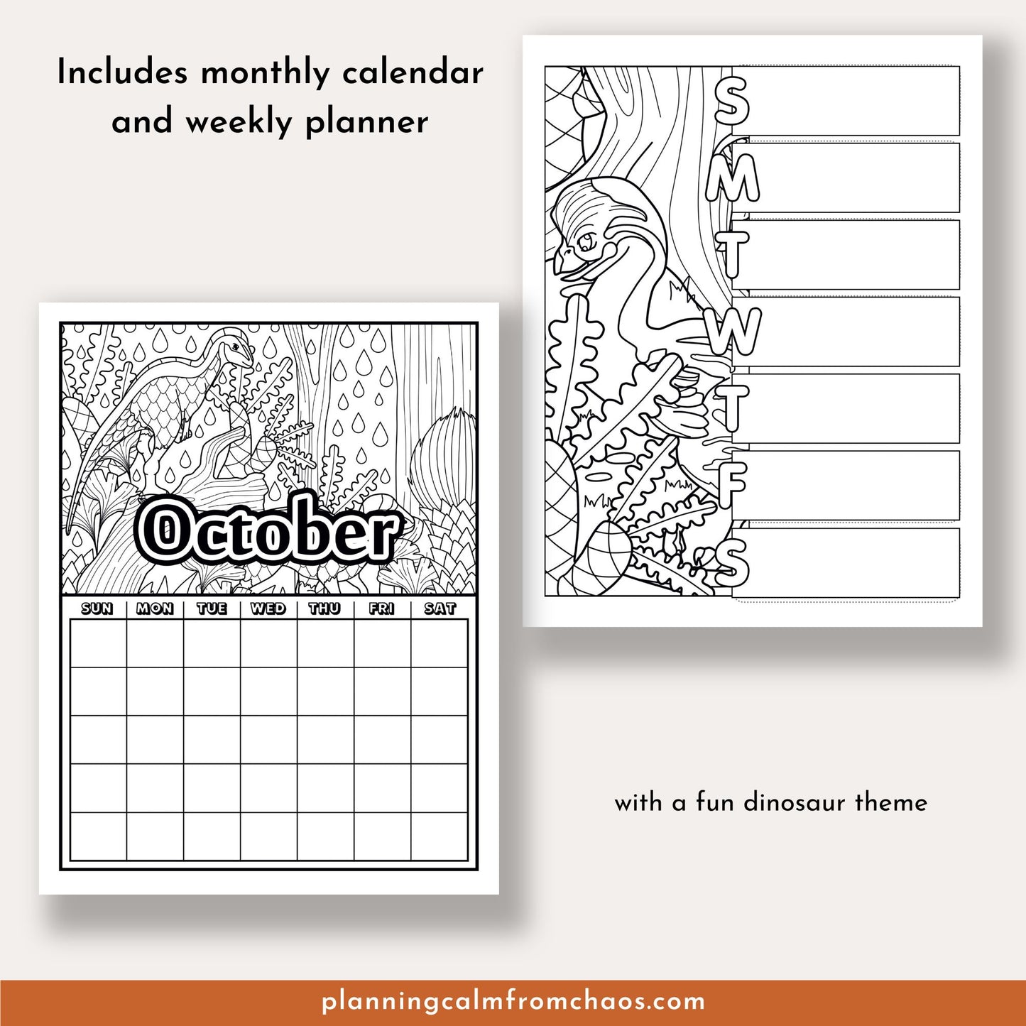 printable october coloring calendar