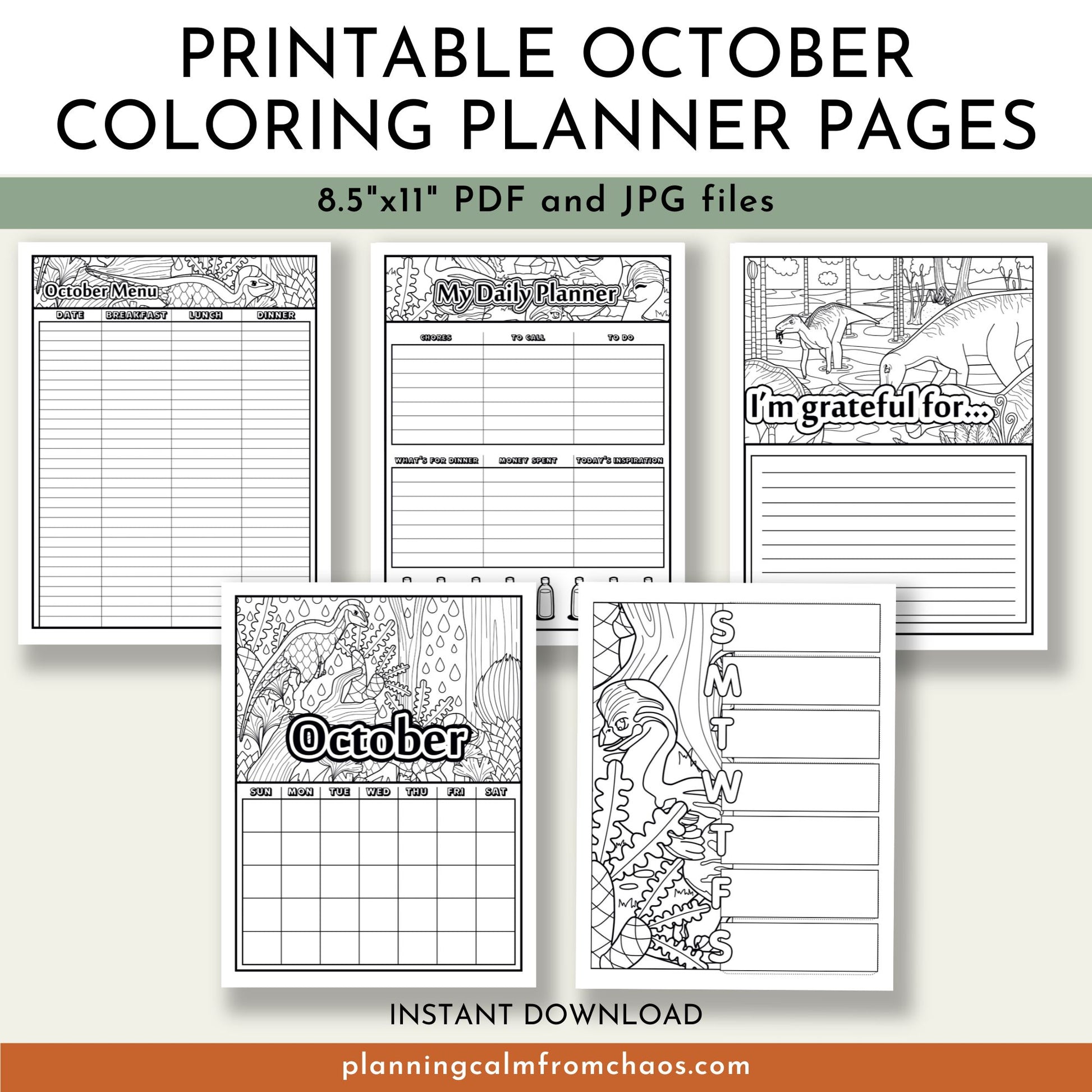 printable october coloring planner