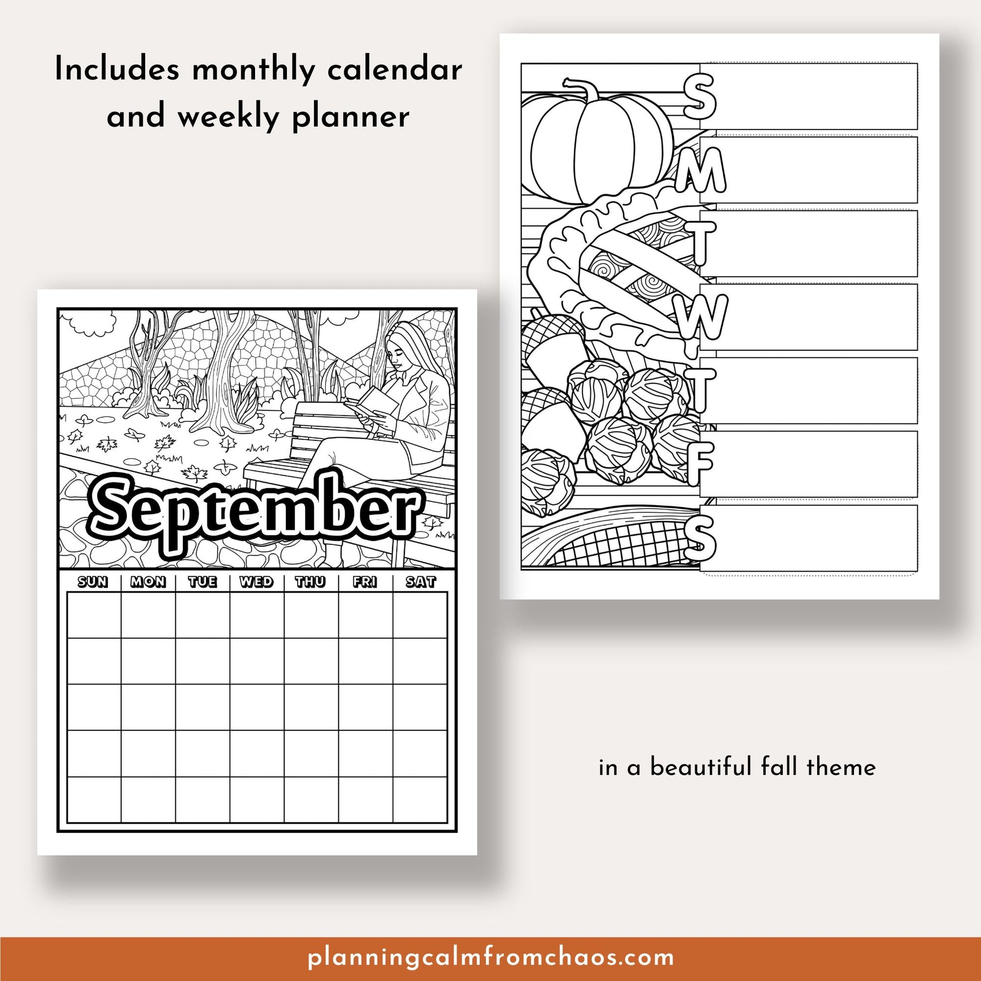 printable september coloring calendar