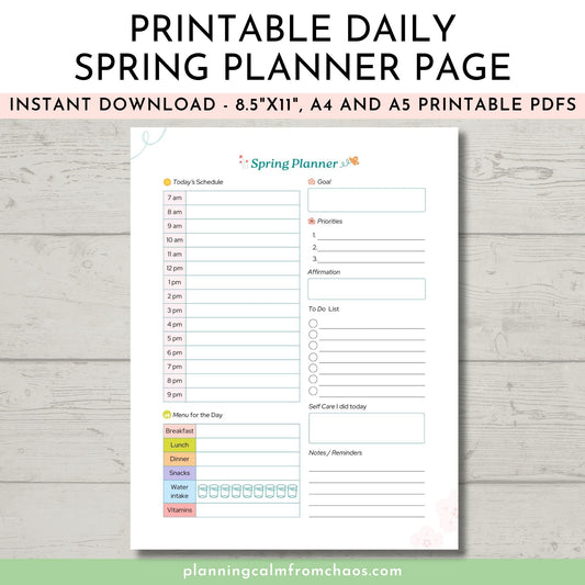 spring daily planner template
