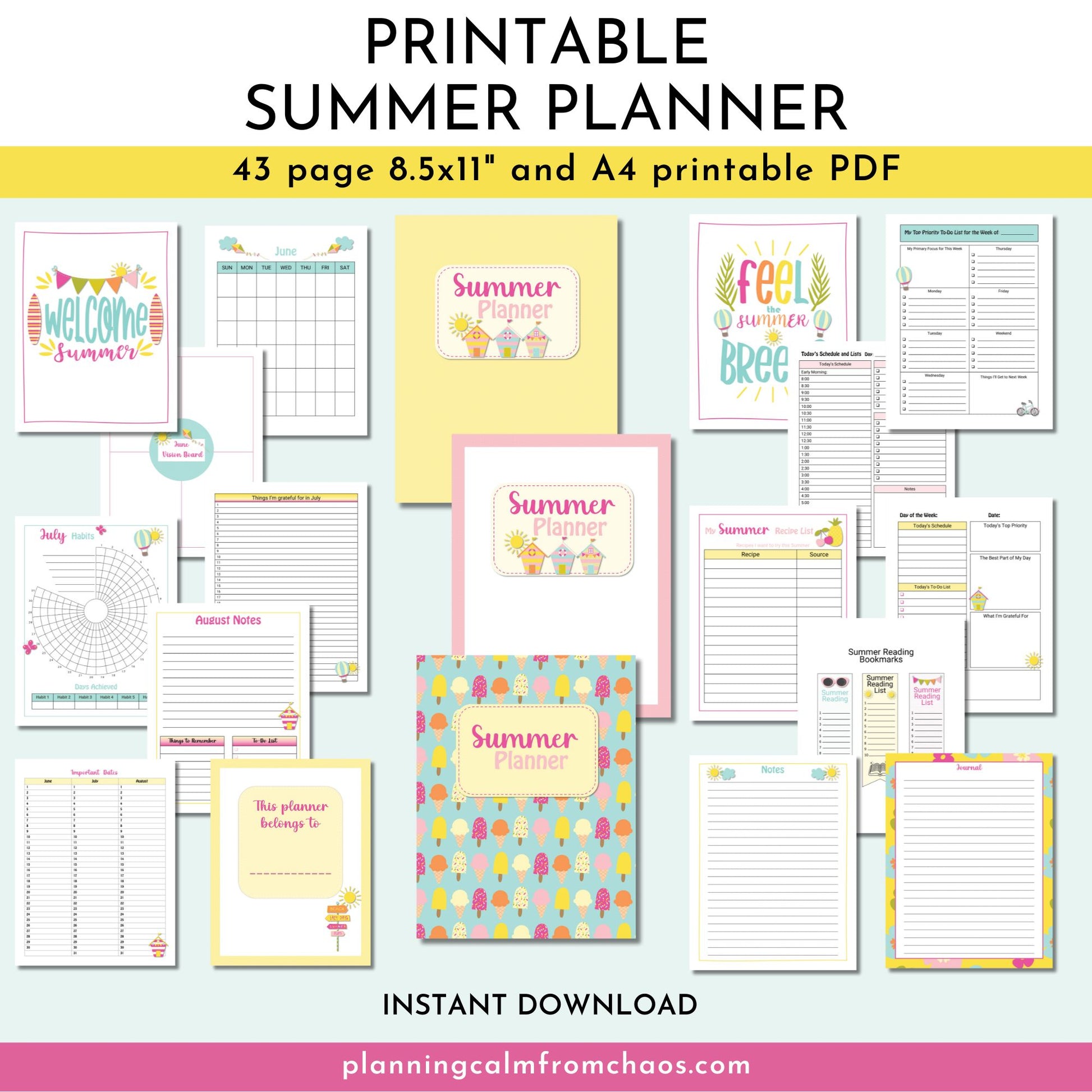 summer planner printable templates
