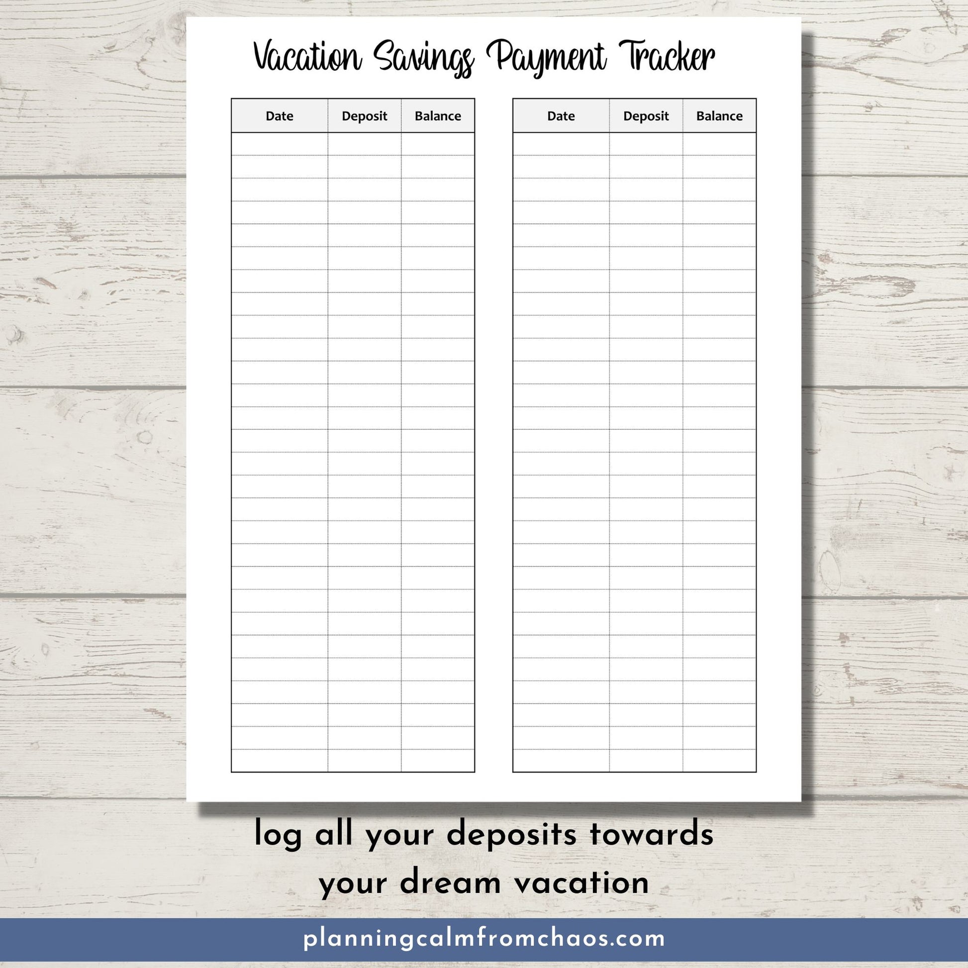 vacation savings payment tracker