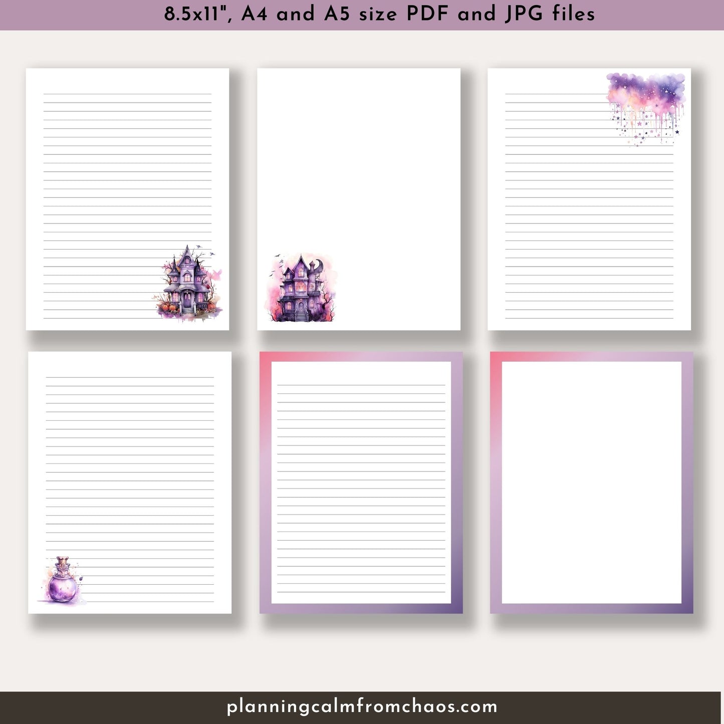 watercolour witch digital notepaper