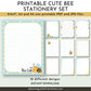 printable cute bee stationery set