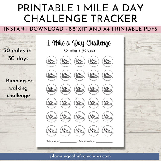 1 mile a day challenge tracker
