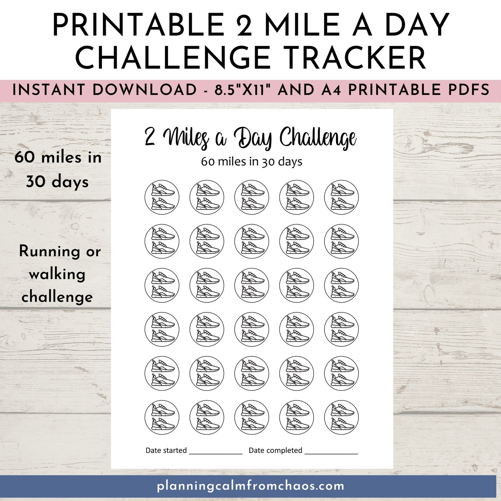 2 mile a day challenge tracker