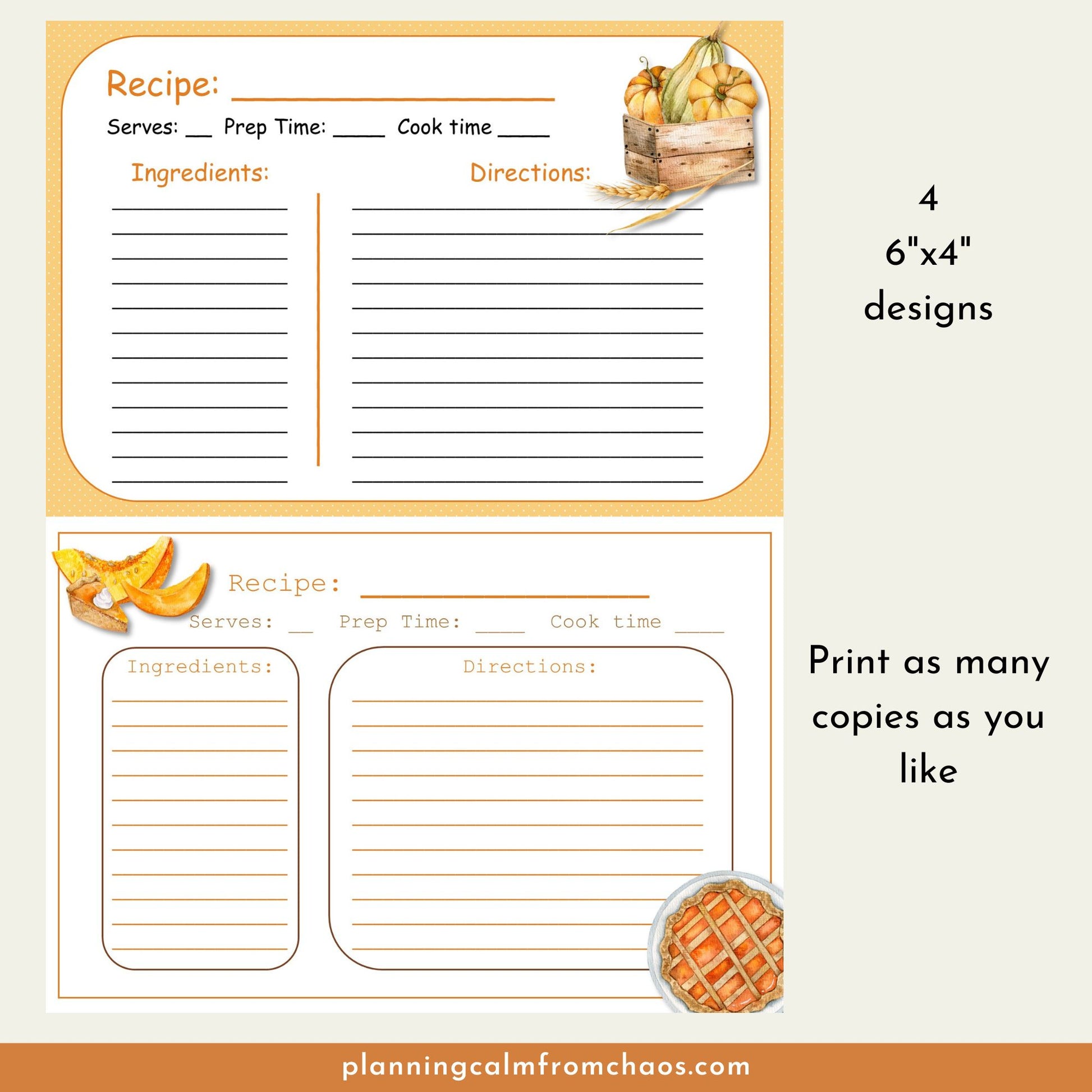Printable thanksgiving recipe cards