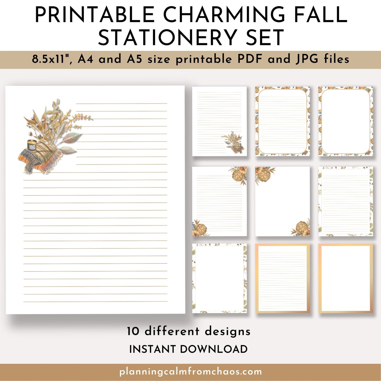 charming fall printable stationery set