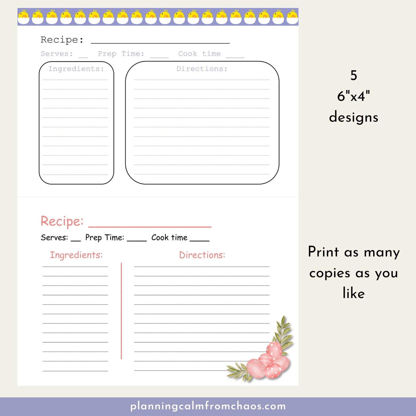 printable easter recipe cards