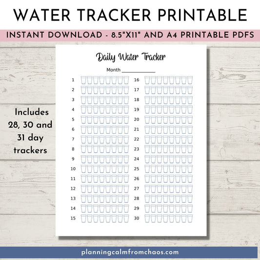 monthly water tracker printable