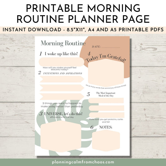 morning routine printable page