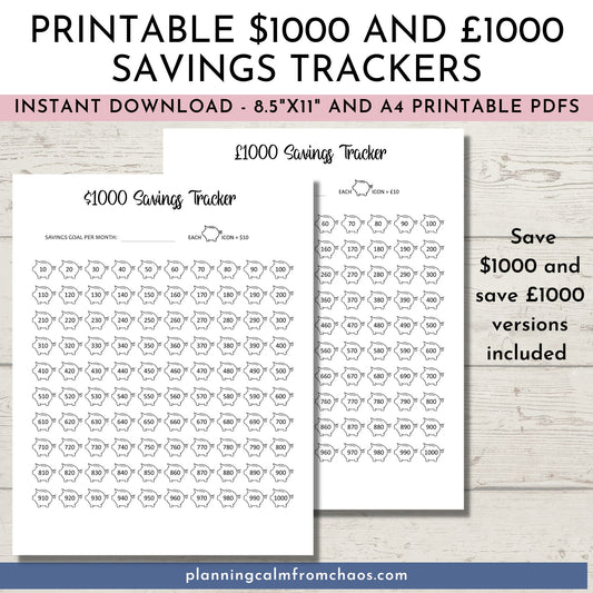 printable 1K savings tracker