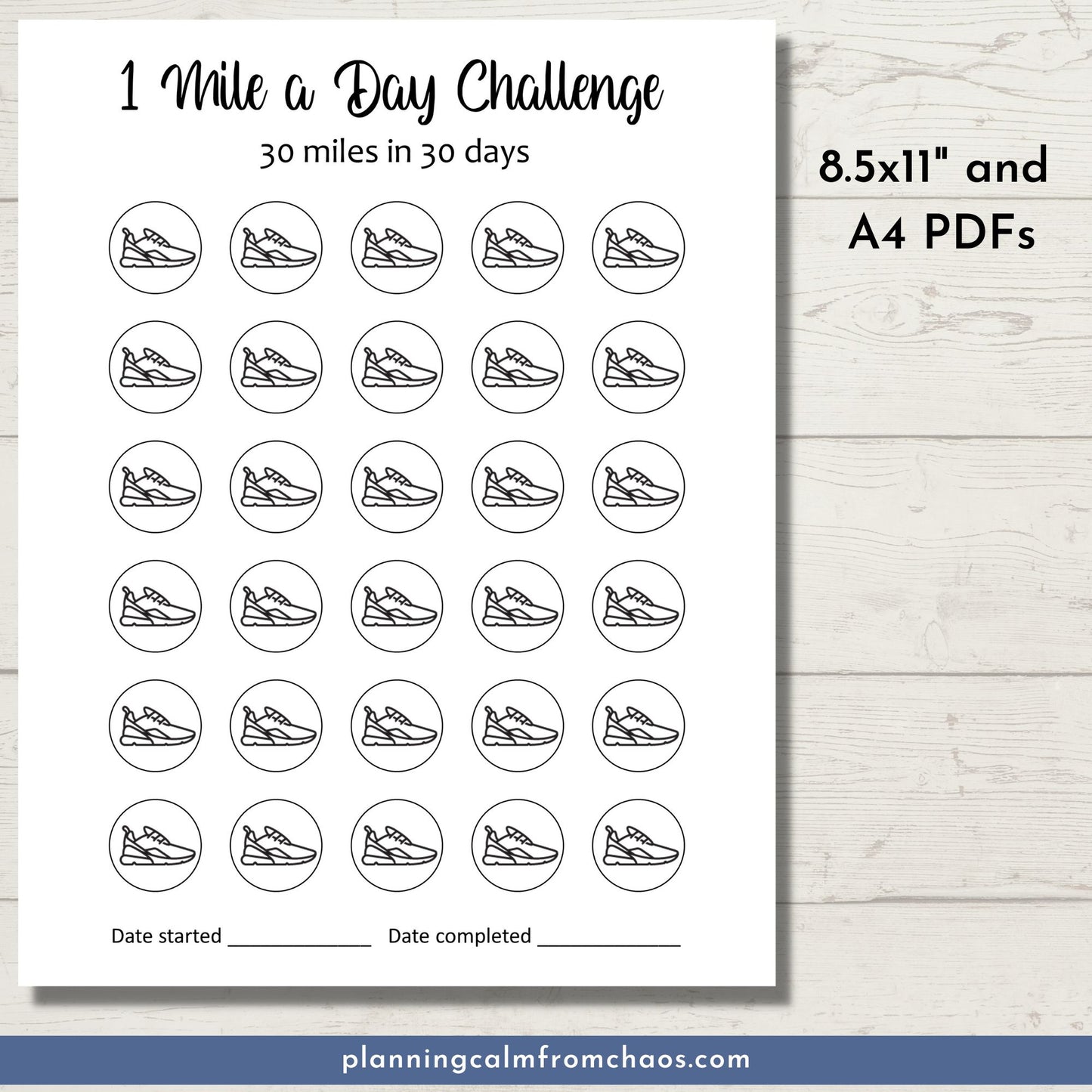 printable 1 mile a day challenge tracker