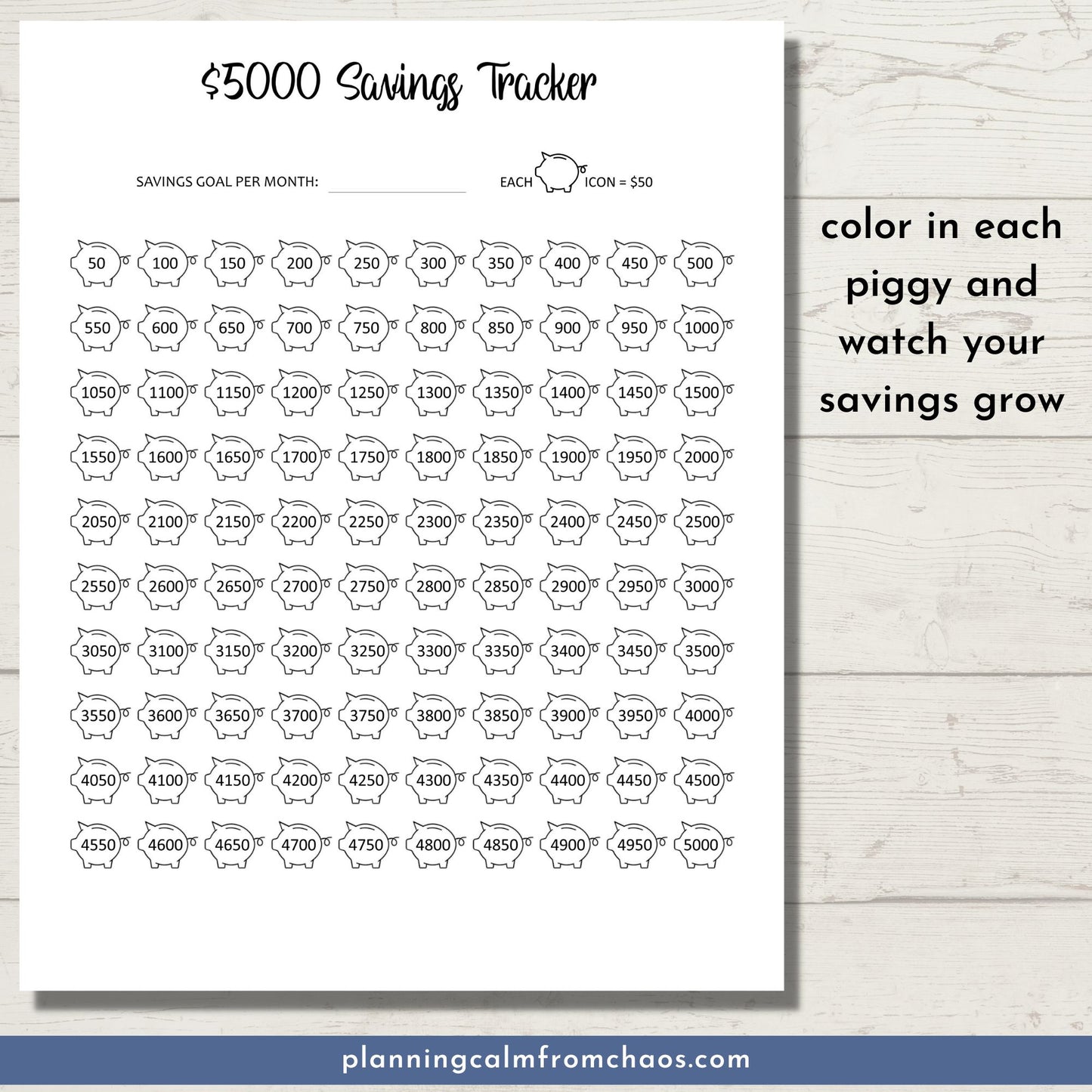 $5000 savings tracker