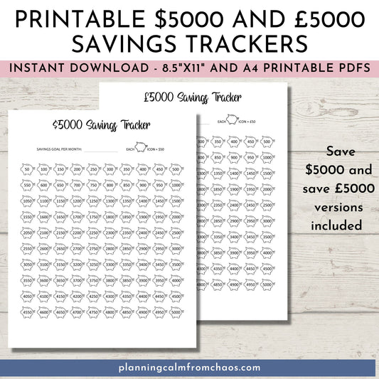printable 5k savings challenge