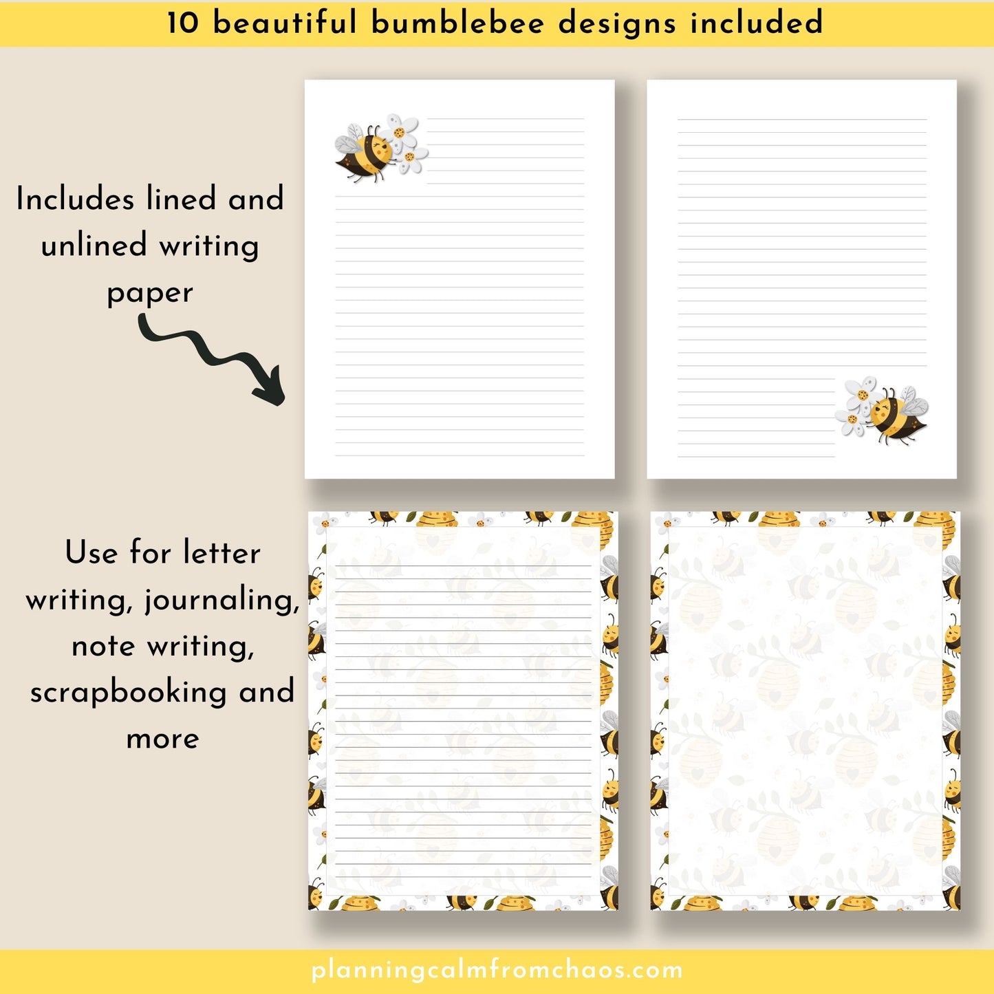 digital bumblebee stationery