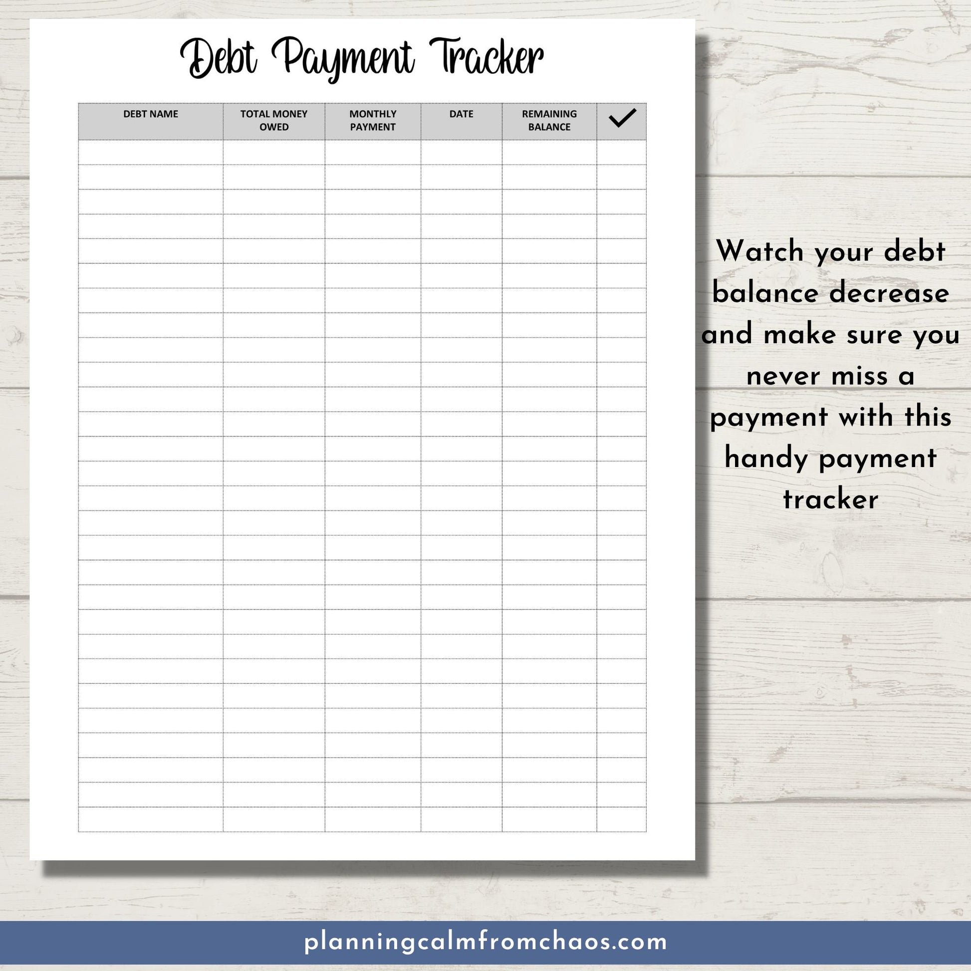 printable debt payment tracker
