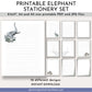 printable elephant stationery set