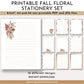 printable fall floral stationery set