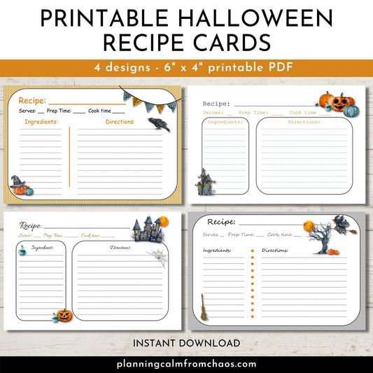 printable halloween recipe cards