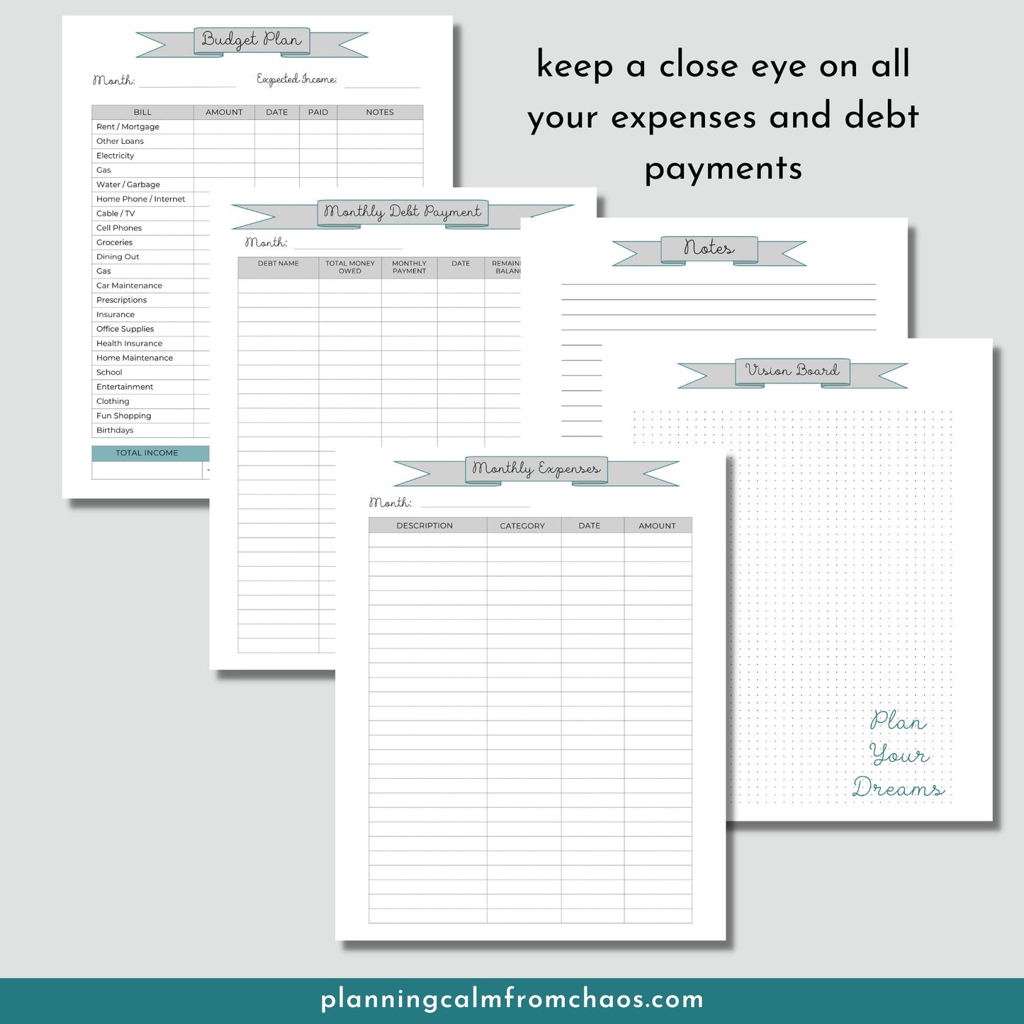 printable home budget binder