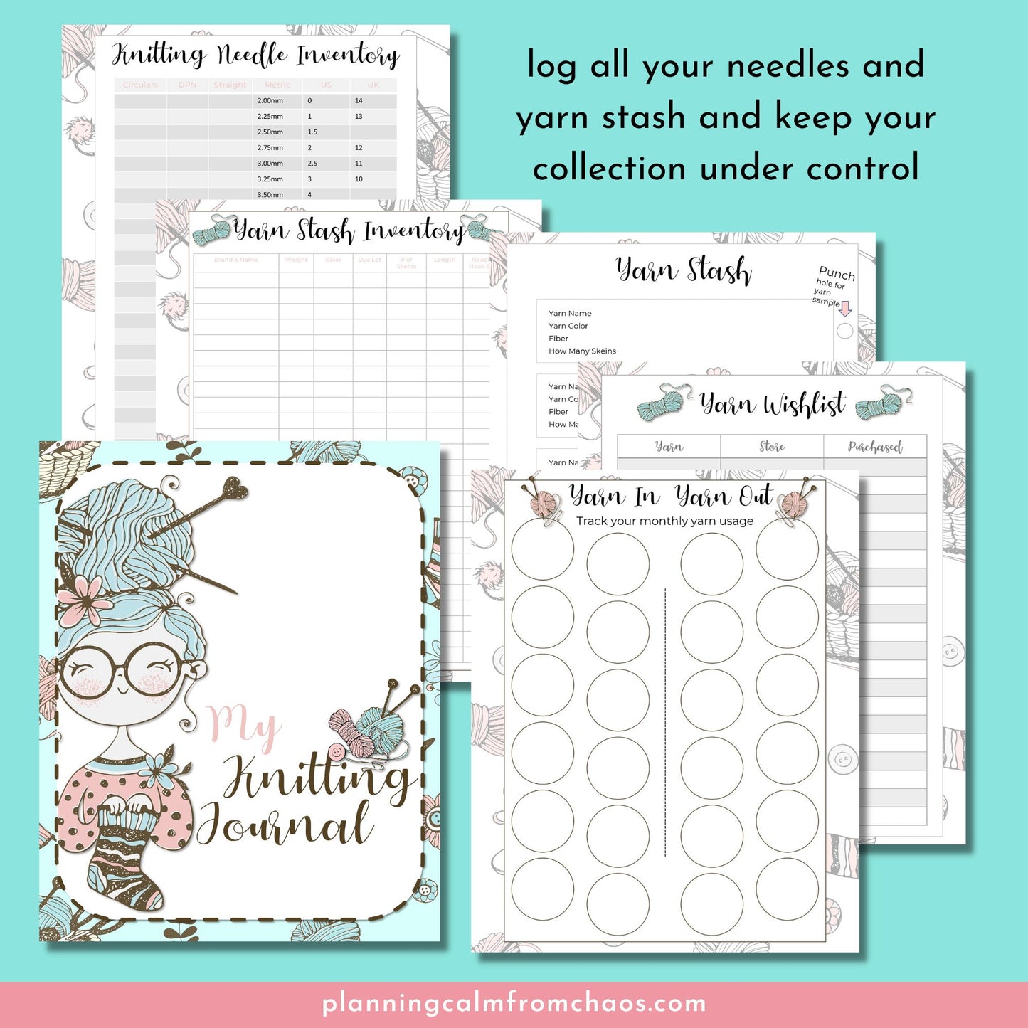 printable knitting binder