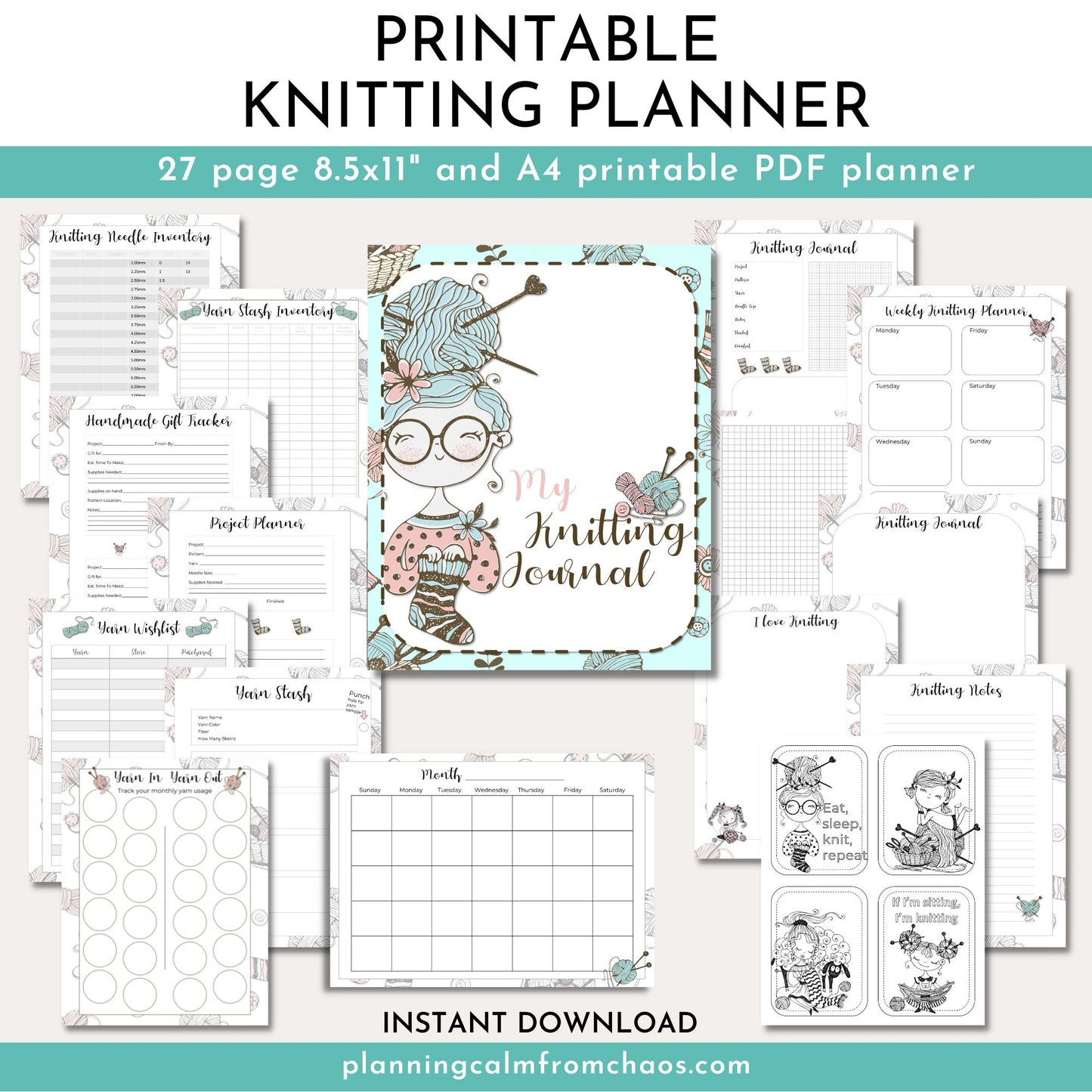 printable knitting planner