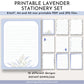 printable lavender stationery set