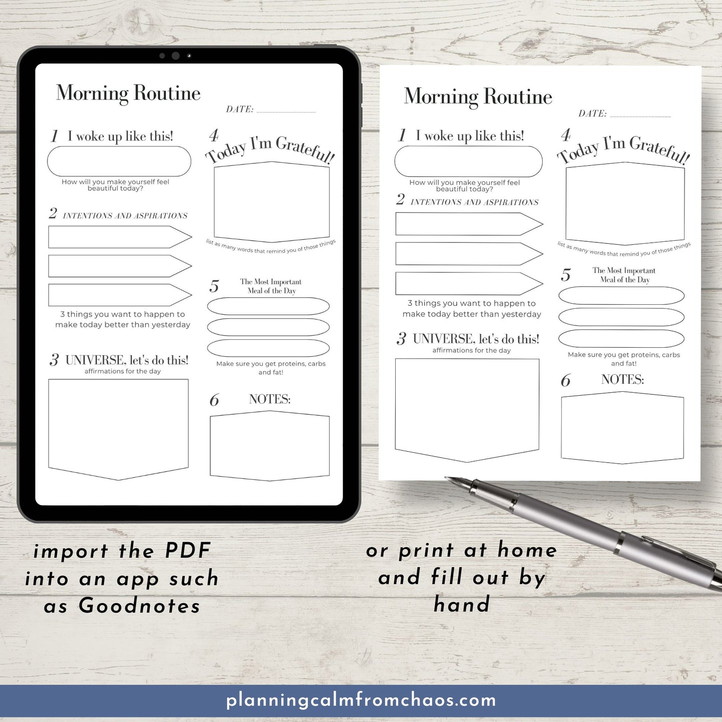 printable morning routine planner page
