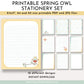 spring owl notepaper set