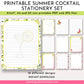 summer cocktail printable stationery set