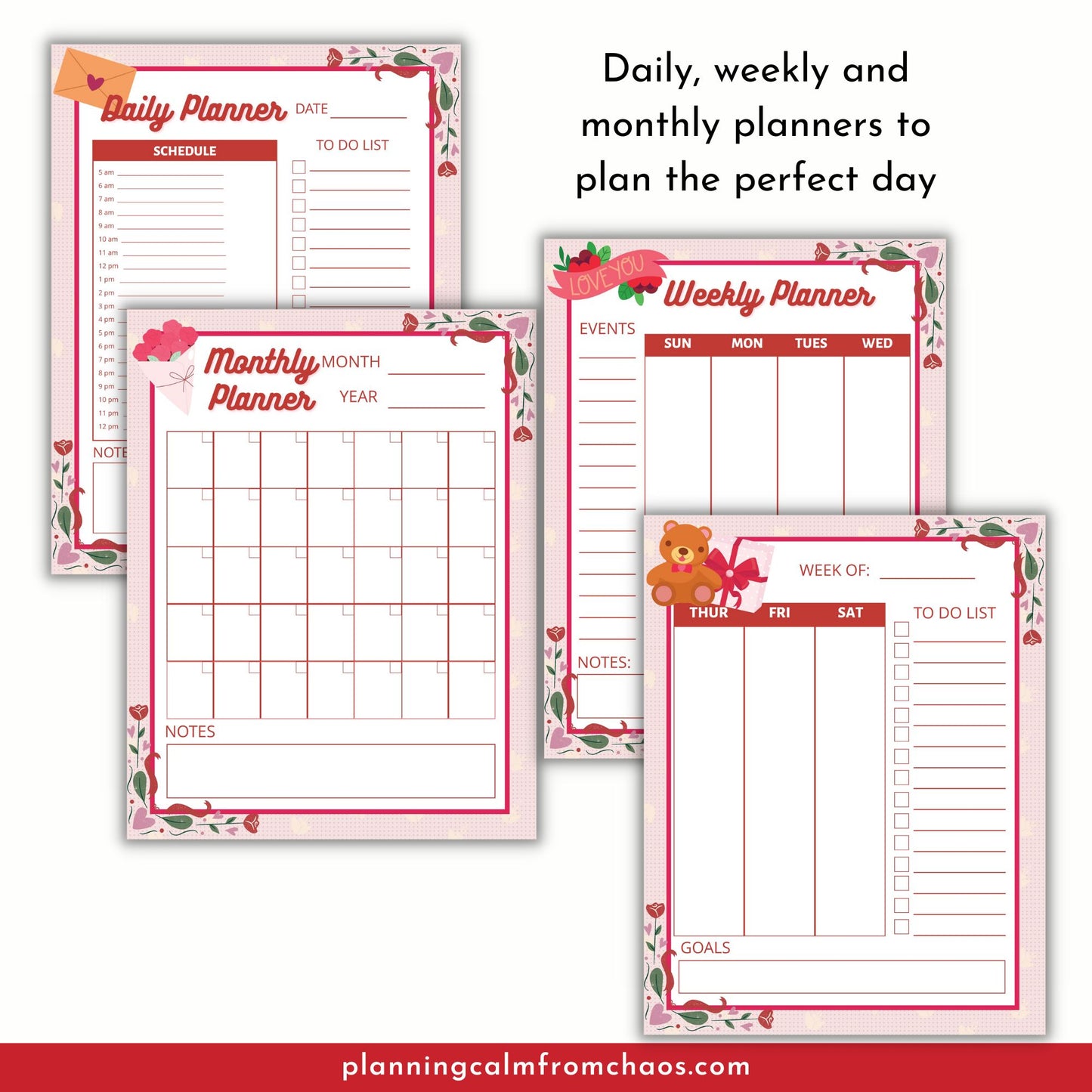 valentines day planner pages