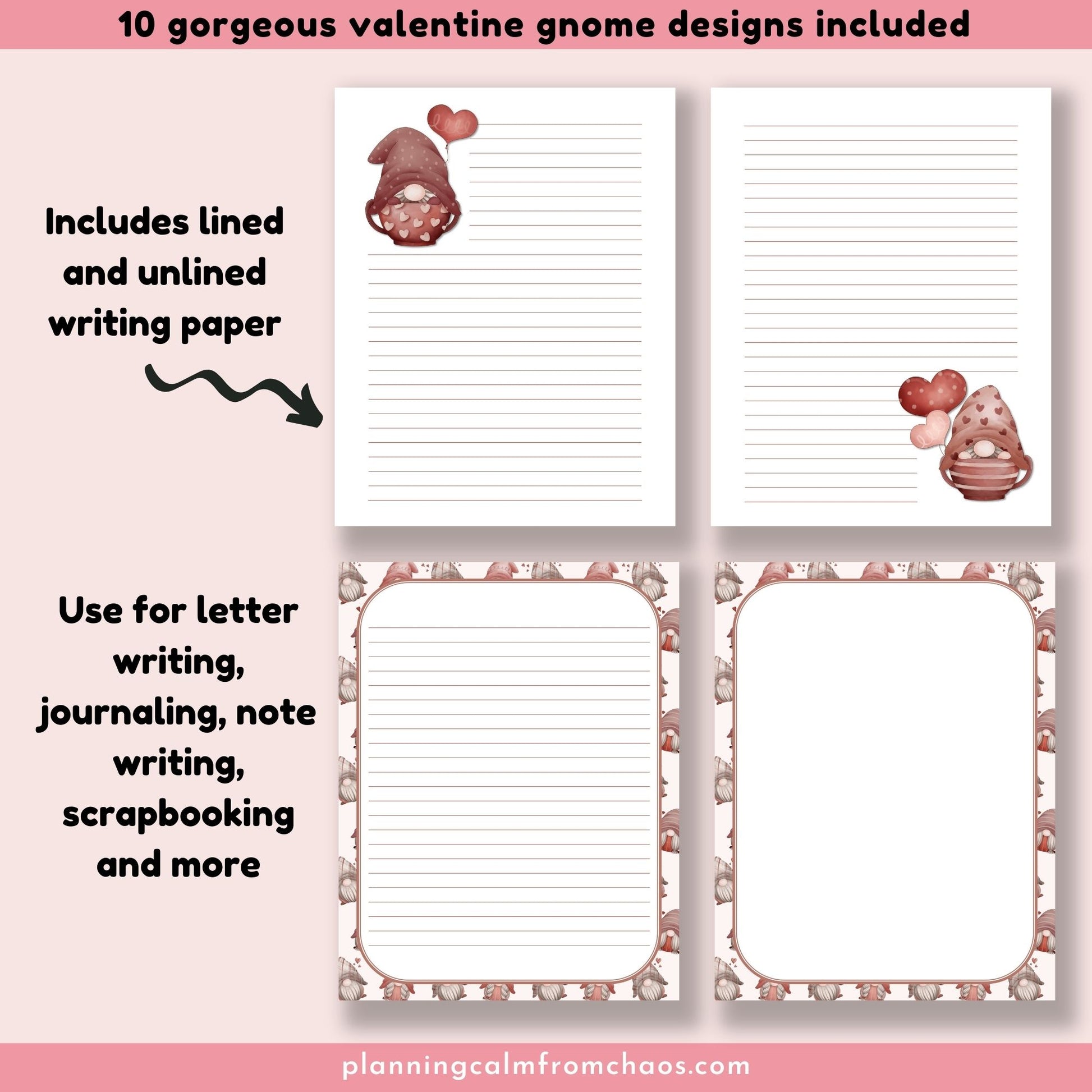 valentines gnome digital stationery