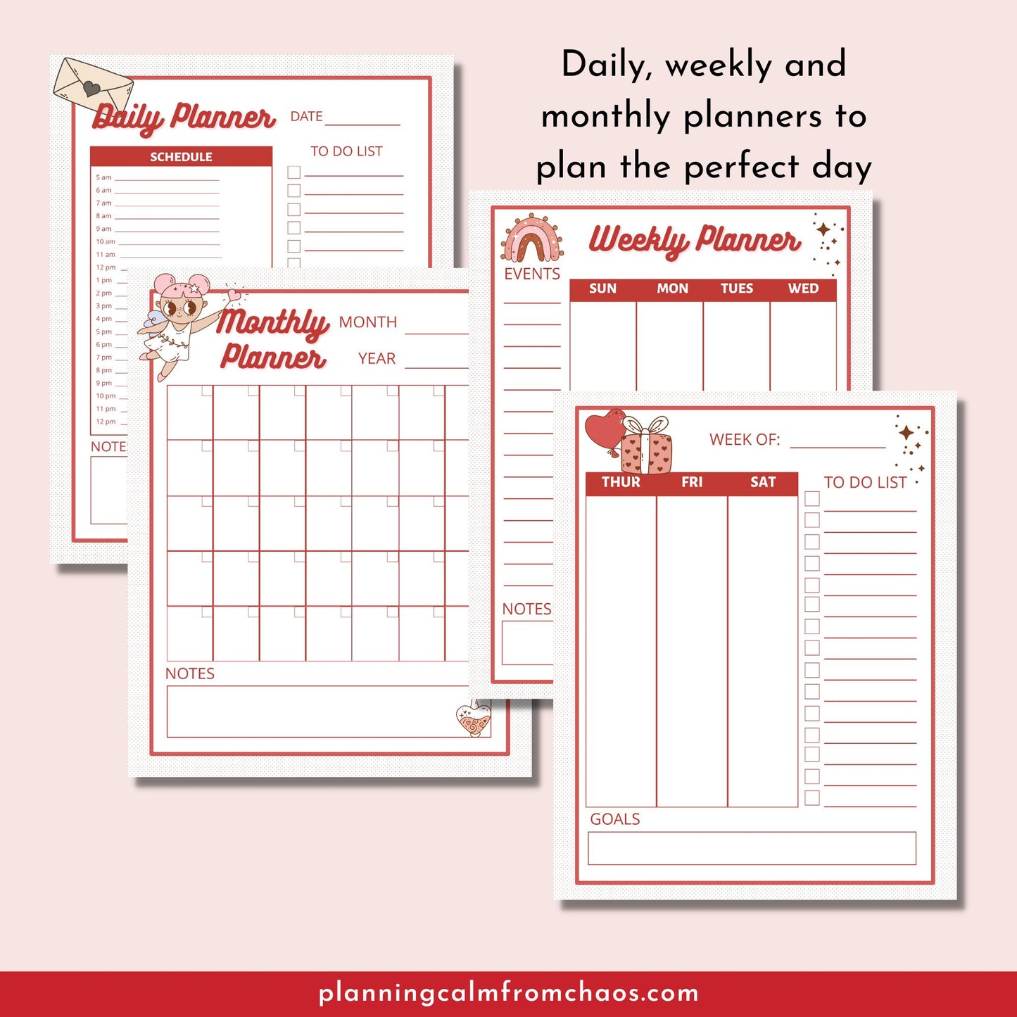 valentines planner pages