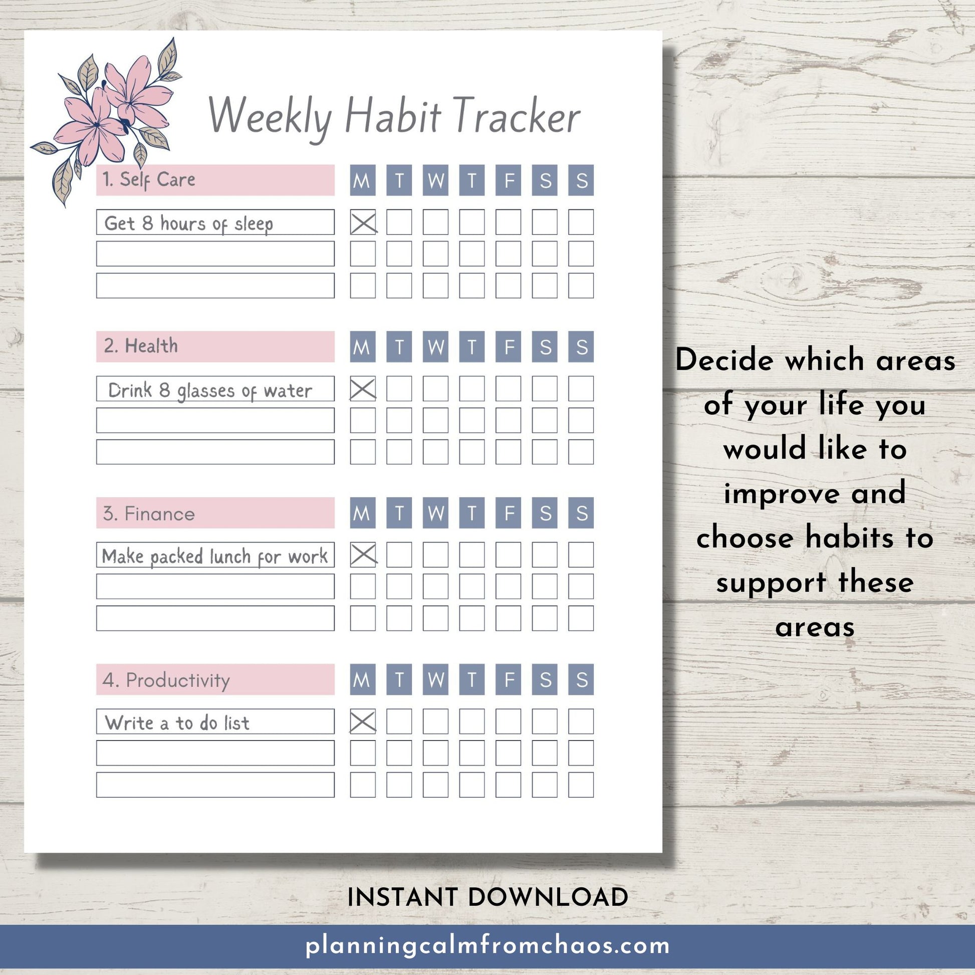 weekly habit tracker printable